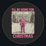 Sticker Rond Vintage Funny Humoristique Trump Je serai à la mai<br><div class="desc">Vintage Funny Humoristique Trump Je serai à la maison pour Noël 2024 2</div>