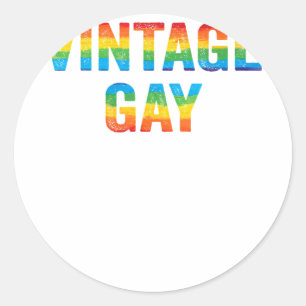 Sticker Rond Vintage gay arc-en-ciel LGBTQ troublé LGBT Gay Pri