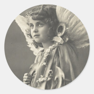 Sticker Rond Vintage Girl Angel