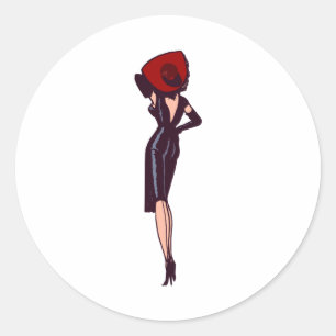 Sticker Rond Vintage Gorgeous Glamor Girl Retro Pinup