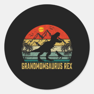 Sticker Rond Vintage Grandmomsaurus Amusants Famille Noël Mère