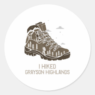 Sticker Rond Vintage Grayson Highlands Camping Randonnée Boot