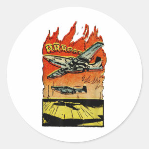Sticker Rond Vintage Guerre Mondiale 2 Mustang Fighter - P-51 M