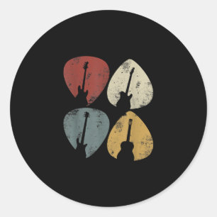Sticker Rond Vintage Guitar Pick Retro Funny Guitarist