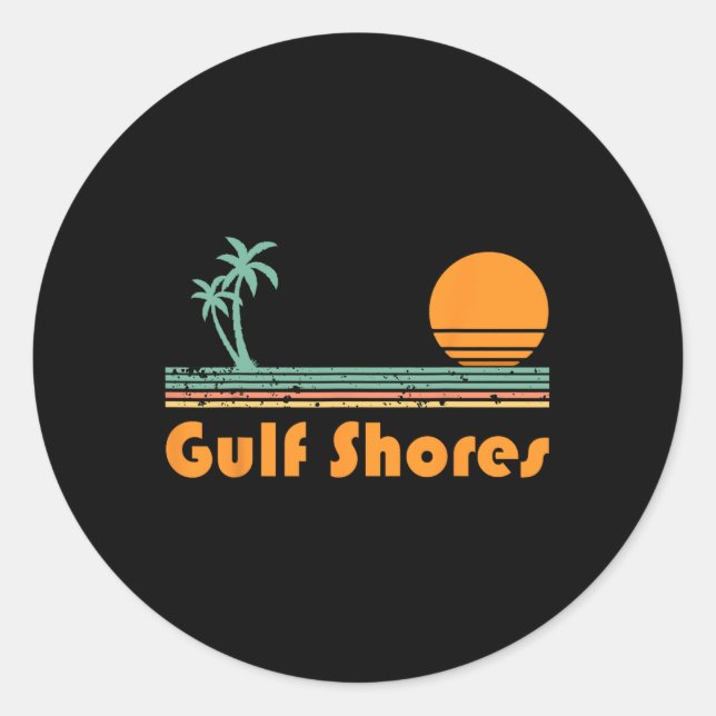Sticker Rond Vintage Gulf Shores Beach Sunset (Devant)