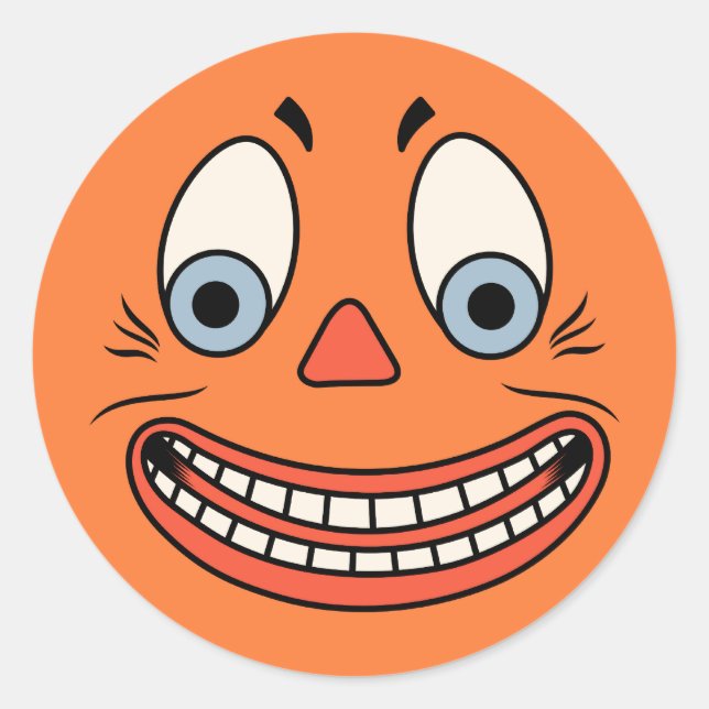 Sticker Rond Vintage Halloween Allemand Jack O'Lantern Face (Devant)