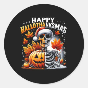 Sticker Rond Vintage Halloween Joyeux Noël Joyeux Hallomerci