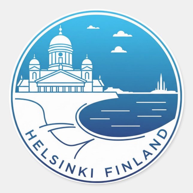 Sticker Rond Vintage Helsinki Finlande (Devant)