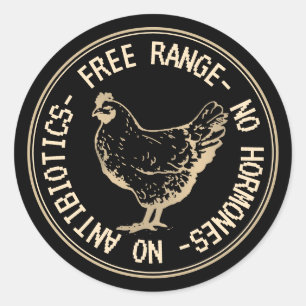Sticker Rond Vintage Hen Libre Plage Pas D'Hormones Emblem