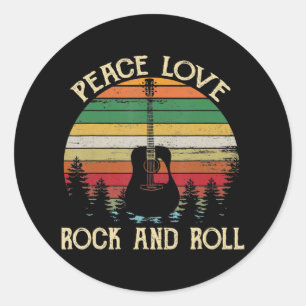 Sticker Rond Vintage Hippie Van Flower Bus Peace Love