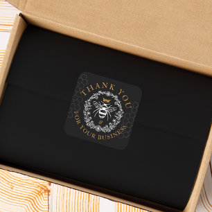 Sticker Rond Vintage Honey Queen Bee Merci Pour Votre Entrepris