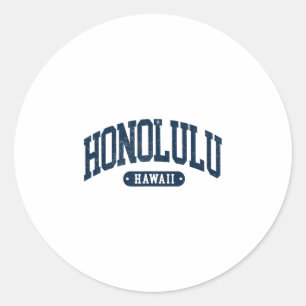 Sticker Rond Vintage Honolulu Hawaï Oahu Souvenir Hommes Femmes