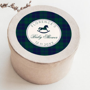 Sticker Rond Vintage Horse Rocheux Baby shower classique