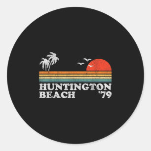 Sticker Rond Vintage Huntington Beach California Retro Surfing