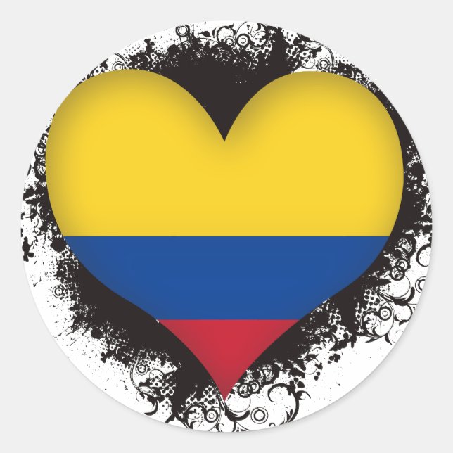 Sticker Rond Vintage I Love Colombie (Devant)
