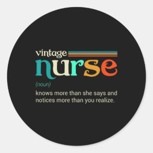 Sticker Rond Vintage Infirmière Noun Définition En Sait Plus Qu