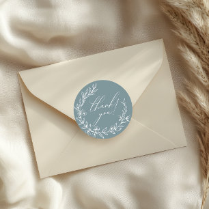 Sticker Rond Vintage Intemporel Baby shower floral bleu