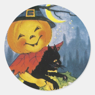 Sticker Rond Vintage Jack o' Lantern