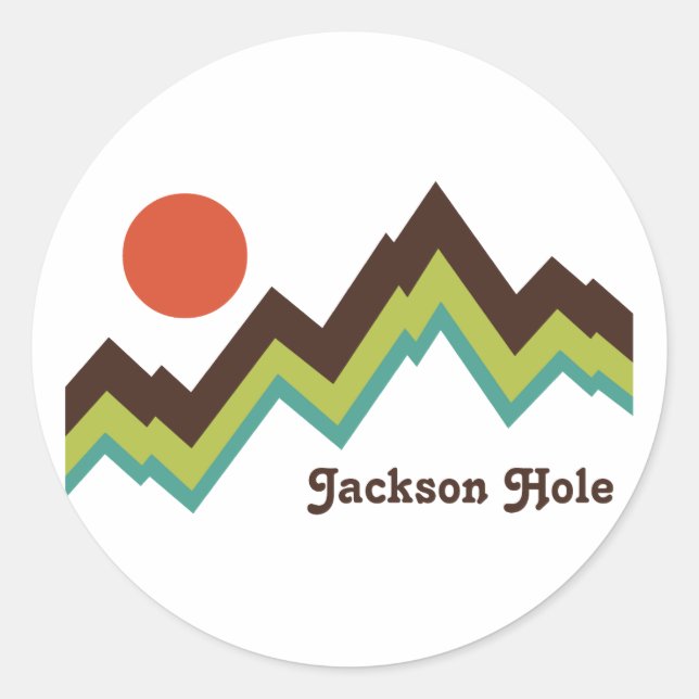 Sticker Rond Vintage Jackson Hole (Devant)