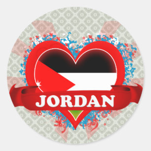 Sticker Rond Vintage J'aime Jordanie