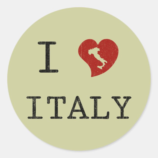 Sticker Rond Vintage J'aime l'Italie (Devant)