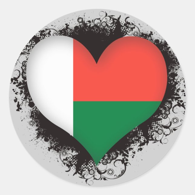 Sticker Rond Vintage J'aime Madagascar (Devant)