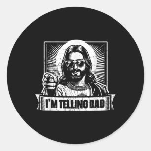 Sticker Rond Vintage Je Dis À Papa Jésus Religieux Chrétien H