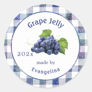 Sticker Rond Vintage Jelly de raisin pourpre Colorée