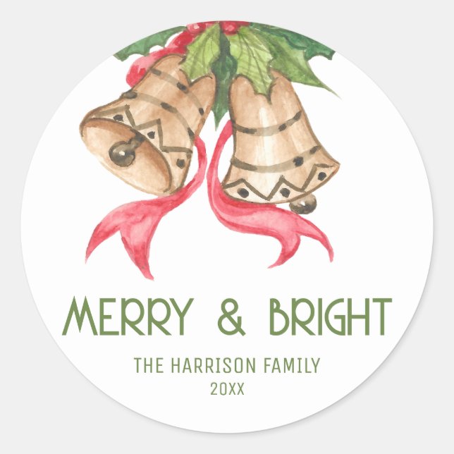 Sticker Rond Vintage Jingle Bell Noël d'hiver (Devant)