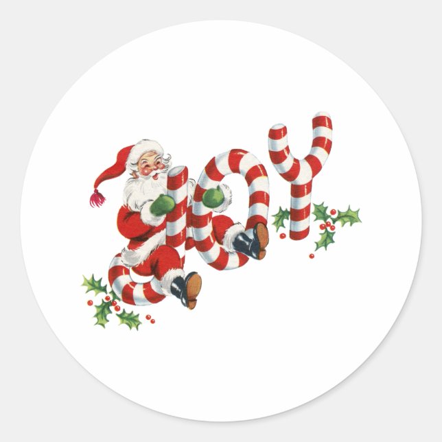 Sticker Rond Vintage Joie Père Noël Noël (Devant)