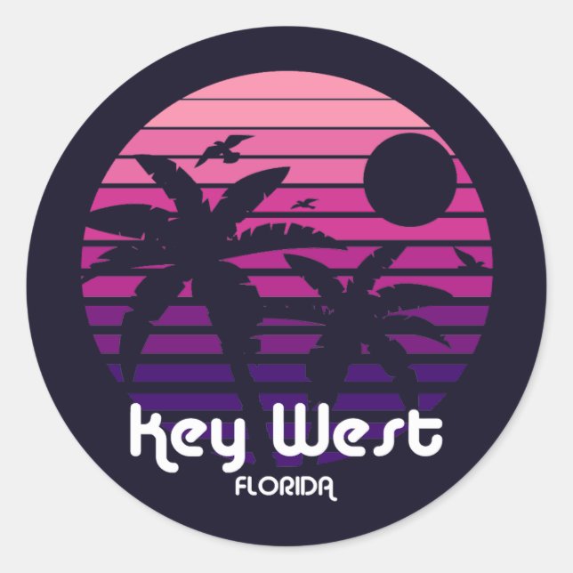 Sticker Rond Vintage Key West Floride (Devant)