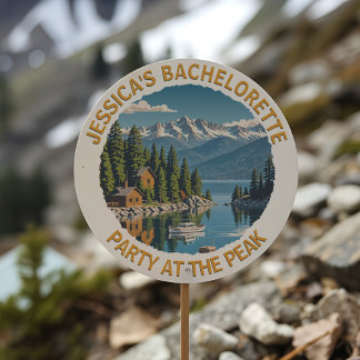 Sticker Rond Vintage Lake Tahoe Bachelorette Retro Cabine de vo
