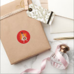 Sticker Rond Vintage les années 50 Christmas Girl<br><div class="desc">Vintage fille de Noël des années 50.</div>