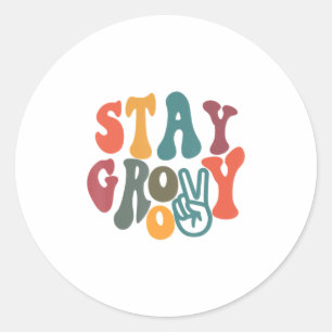 Sticker Rond Vintage Les années 70 Vibes Paix Hippie Restez Sup