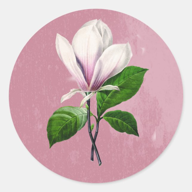 Sticker Rond Vintage Magnolia Chanson Vêtements et cadeaux (Devant)