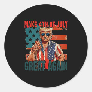 Sticker Rond Vintage Make 4th Of July Great Again Drôle Trump H