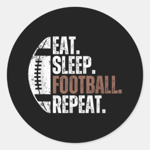 Sticker Rond Vintage Manger Sleep Football Répéter