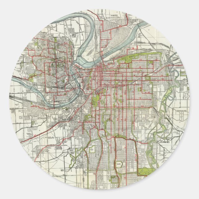 Sticker Rond Vintage Map of Kansas (Devant)