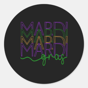 Sticker Rond Vintage Mardi Gras Festival New Orleans Femmes