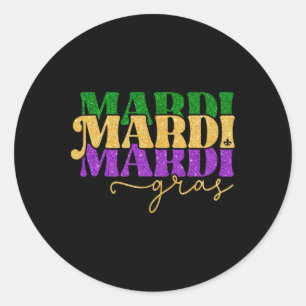 Sticker Rond Vintage Mardi Gras Festival New Orleans Femmes Hom