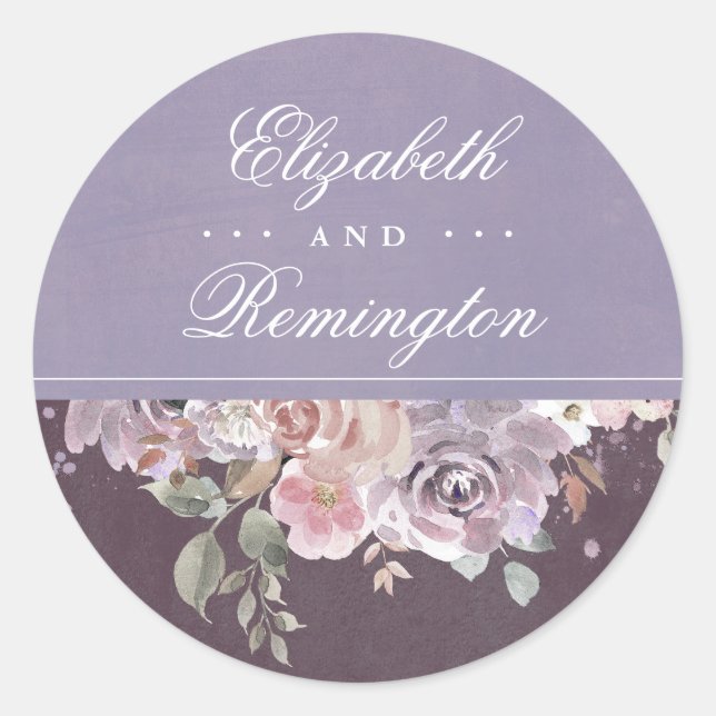 Sticker Rond Vintage Mariage Floral (Devant)