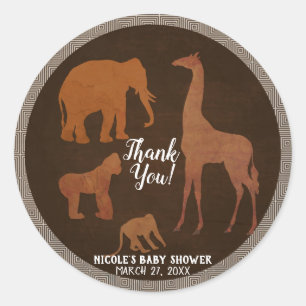 Sticker Rond Vintage Marron Favoris de Safari Africain Jungle Z
