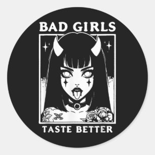 Sticker Rond Vintage Mauvaises Filles Goûter Meilleurs Tatouage