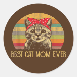 Sticker Rond Vintage Meilleur Chat Maman toujours Mère's Day Ca