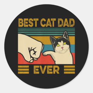 Sticker Rond Vintage Meilleur Chat Papa Jamais Drôle Chat Dadd