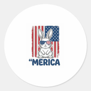 Sticker Rond Vintage Merica Design de T-shirt de lapin patrioti