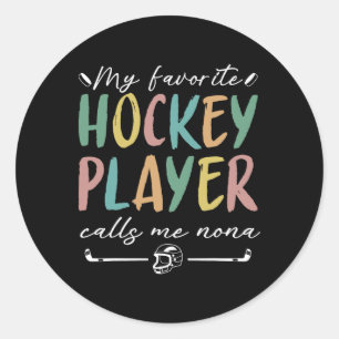 Sticker Rond Vintage Mon Joueur De Hockey Préféré M'appelle Non