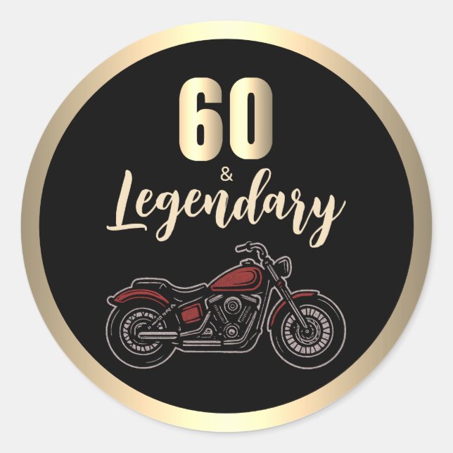 Sticker Rond Vintage Motorcycle 60th Birthday Bike  (Devant)