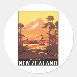 Sticker Rond Vintage Mt.Taranaki Mt.Egmont Nouvelle-Zélande