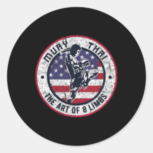 Sticker Rond Vintage Muay Thai Karate Boxe Mélange Arts Martiau
